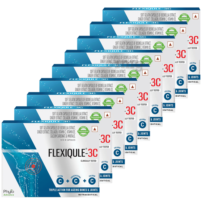 Flexiqule-3C Capsule | Triple Action for ageing Bones & Joints (10 each)