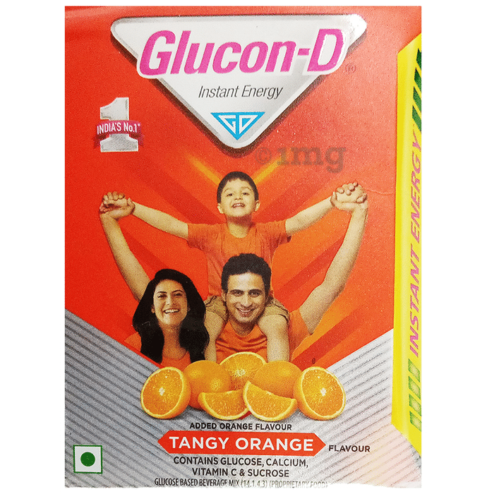 Glucon-D with Glucose, Calcium, Vitamin C & Sucrose | Nutrition Booster Tangy Orange