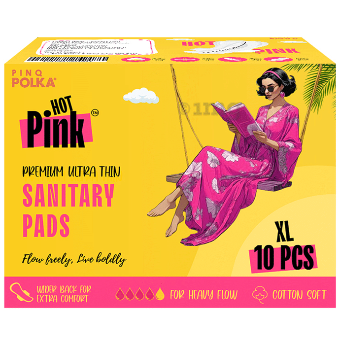Pinq Polka Hot Pink Premium Ultra Thin Sanitary Pads XL