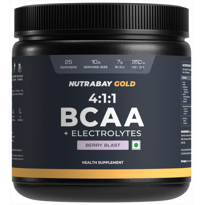 Nutrabay Gold BCAA 4:1:1 + Electrolytes Powder Berry Blast