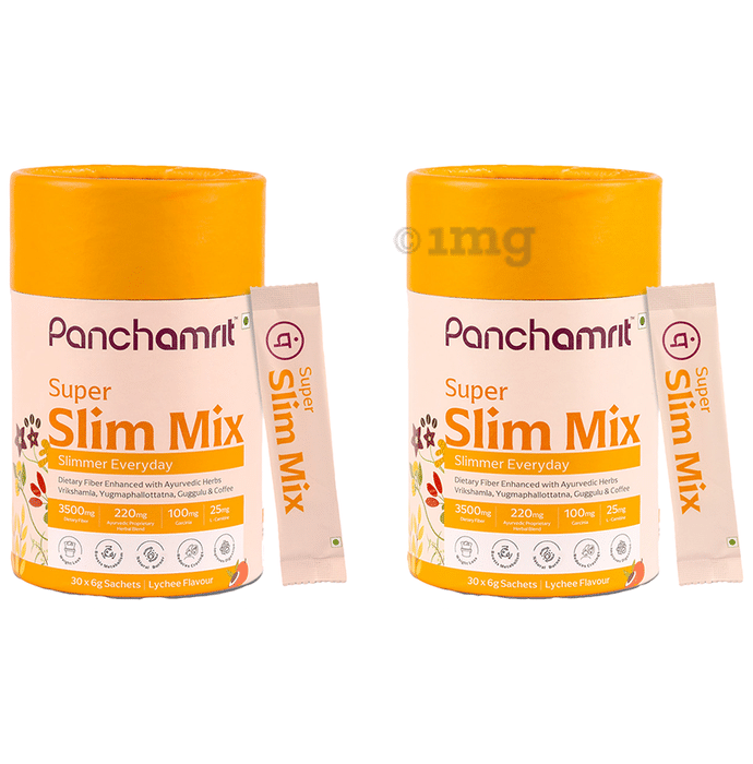 Panchamrit Super Slim Mix Sachet with Ayurvedic Herbs| Effective Weight Management| (30 Each) Lychee