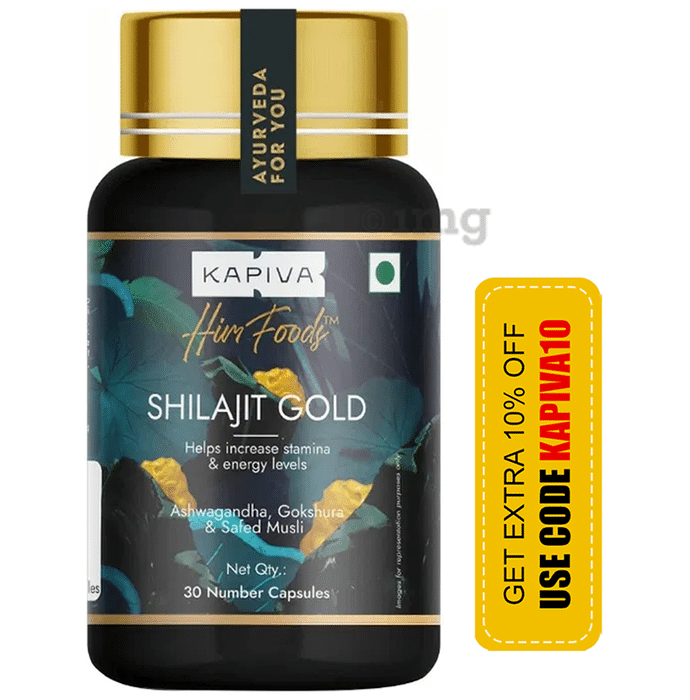 Kapiva Shilajit Gold Capsules | Contains 24 Carat Gold | Boosts Stamina In 4 Weeks Capsule