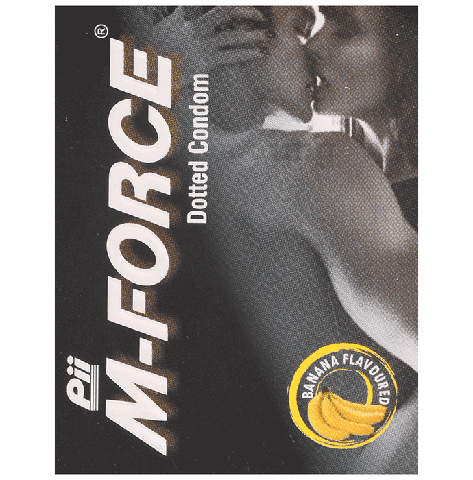 M-Force Dotted Condom (3 Each) Banana