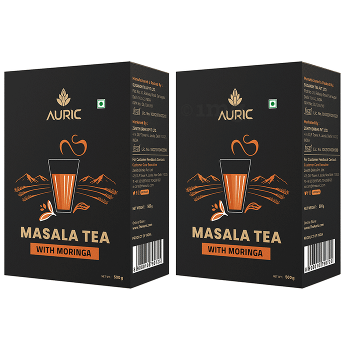 Auric Kadak Moringa Masala Black Tea with Real Spices  for Immunity Boost (500gm Each)