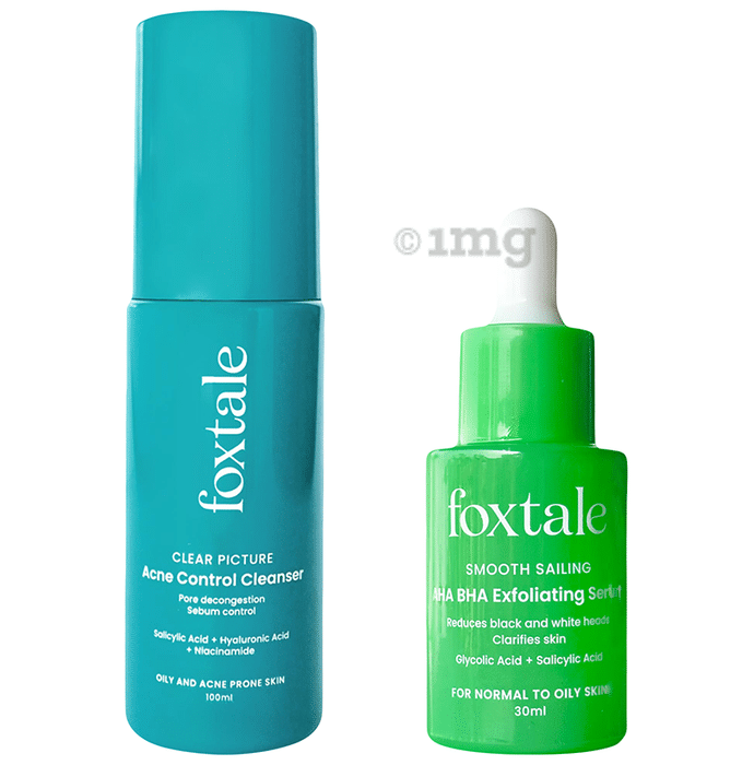 Foxtale Acne Control Cleanser (100 ml) & AHA BHA Exfoliating Serum (30 ml)