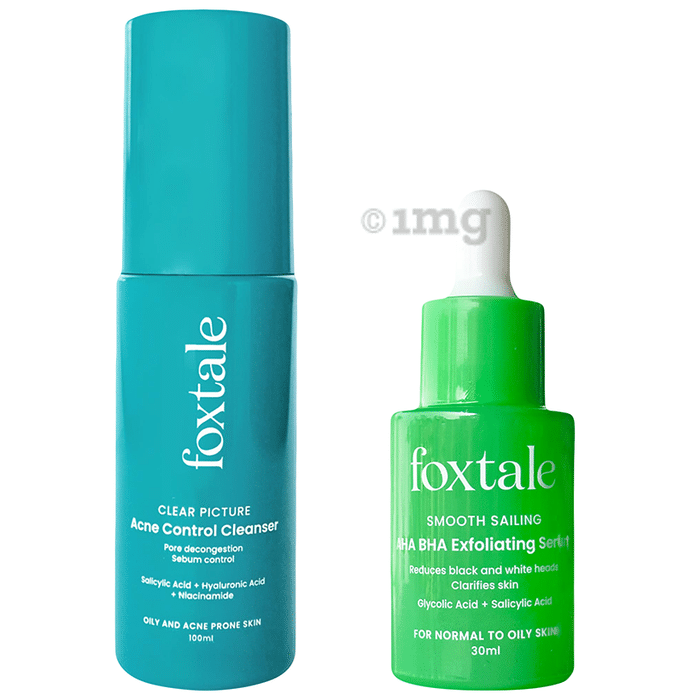 Foxtale Acne Control Cleanser (100 ml) & AHA BHA Exfoliating Serum (30 ml)