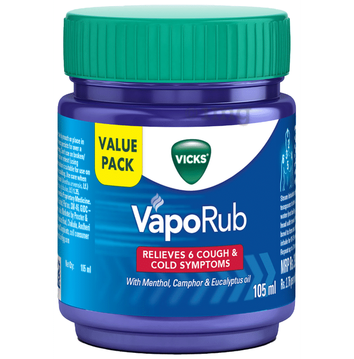 Vicks Vaporub Balm with Menthol, Camphor & Eucalyptus Oil | Relieves 6 Symptoms of Cough & Cold