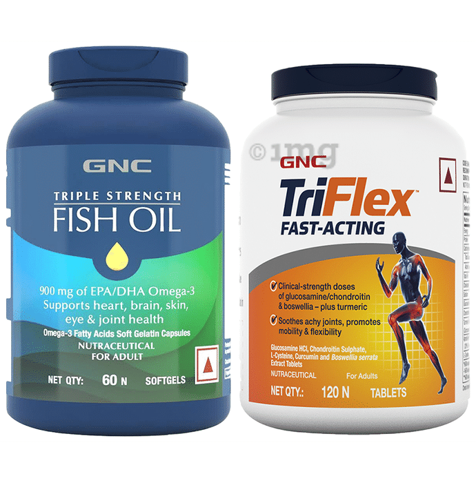 Combo Pack of GNC Triflex Fast-Acting Tablet (120) & GNC Triple Strength Fish Oil Softgel (60)