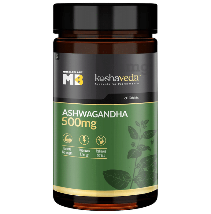 MuscleBlaze Ashwagandha 500mg Tablet | For Stress Relief, Energy & Strength