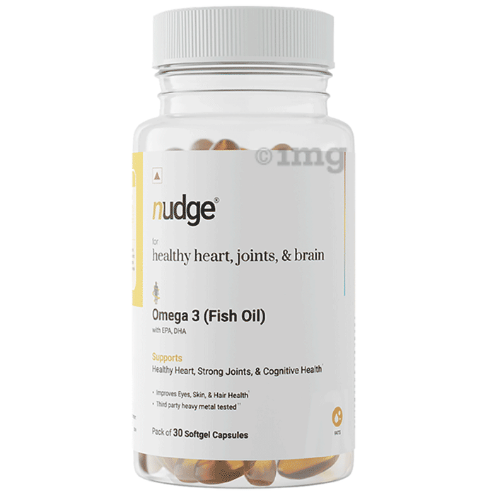 Nudge Omega 3 (Fish Oil) Softgel Capsule for Healthy Heart, Joint & Brain