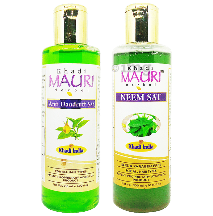 Khadi Mauri Herbal Combo Pack of Neem Sat (300ml) & Anti Dandruff (210ml) Shampoo