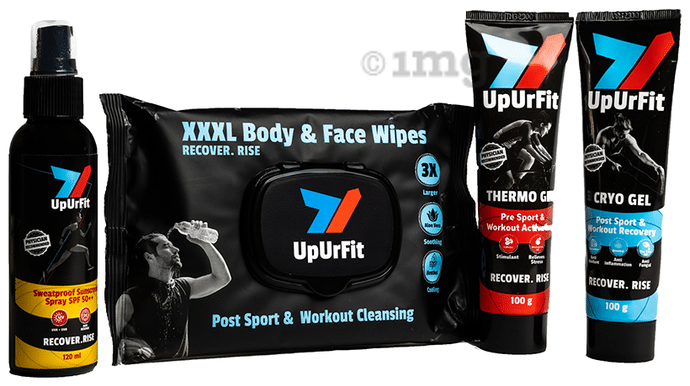 UpUrFit High Performance Outdoor Sports (Thermo Gel, Cryo Gel, 3XL Body Wipes, Sunscreen) Kit