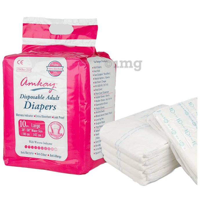 Amkay Adults Diaper | High Absorbency and Leak Proof | Large