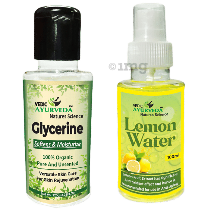 Vedic Ayurveda Combo Pack of Glycerine (125g) & Lemon Water (100ml)