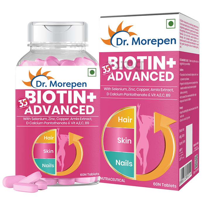 Dr. Morepen Biotin+ Advanced | Tablet for Healthy Hair, Skin & Nails Tablet