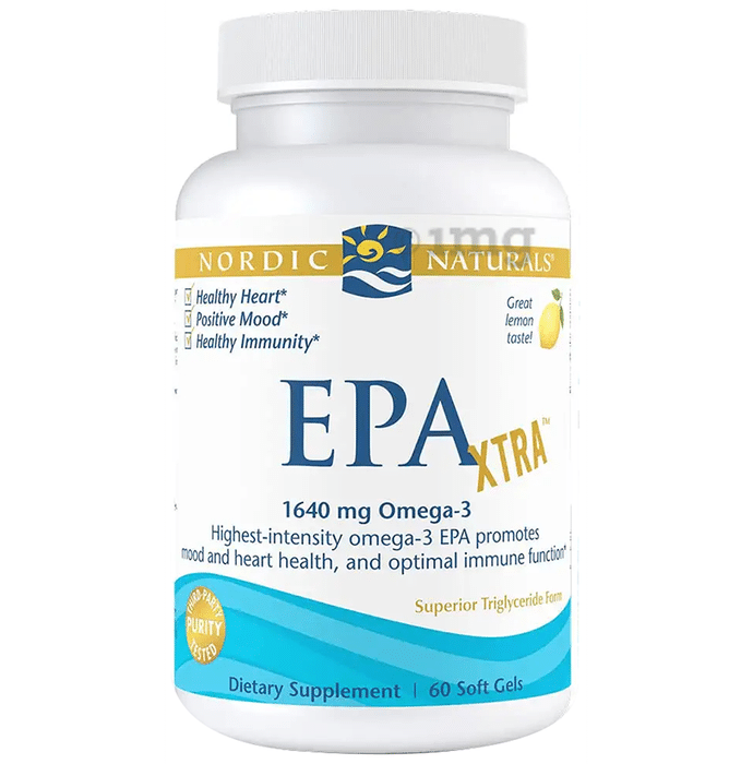 Nordic Naturals EPA Extra High-Intensity Omega 3 1640mg Soft Gels for Optimal Immune Function  and Heart Health Lemon