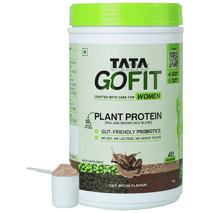 Tata Go Fit Plant Protein for Women, Gut-Friendly Probiotics Cafe Mocha