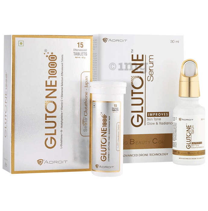 Glutone Combo Pack of Glutone 1000 (15 Effervescent Tablets)& Glutone Serum(30ml)