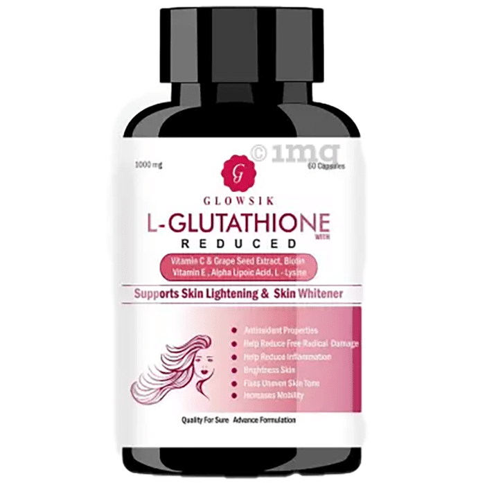 Glowsik L-Glutathione (Reduced) 1000mg | With Vitamin C & ALA for Skin Health | Capsule