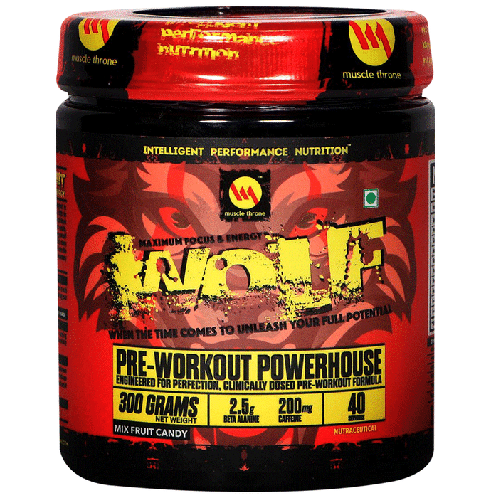 Muscle Throne Wolf Pre Workout Powder 40 Servings Powder Mix Fruit Candy