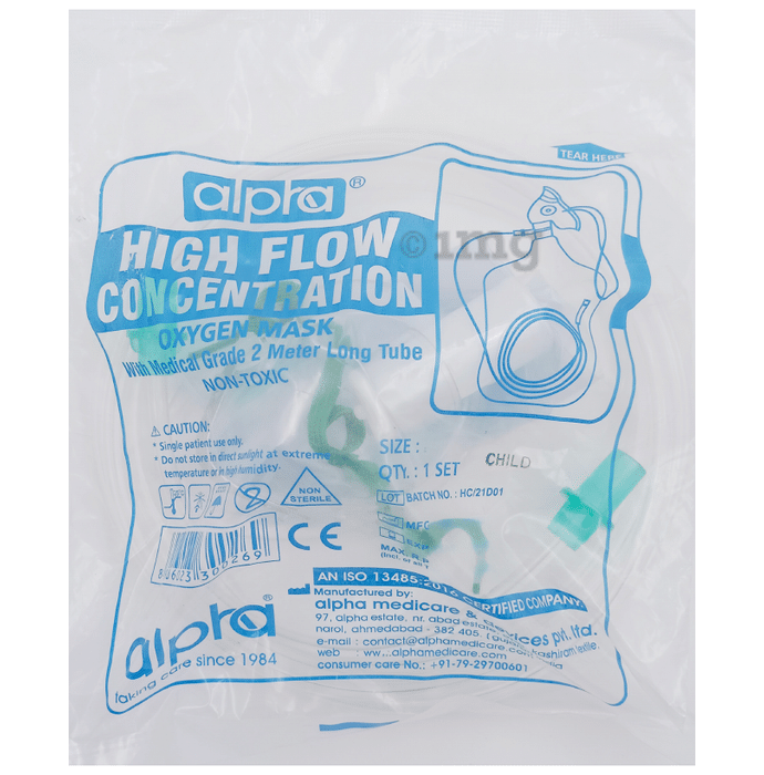 Alpha High Flow Concentration Oxygen Mask