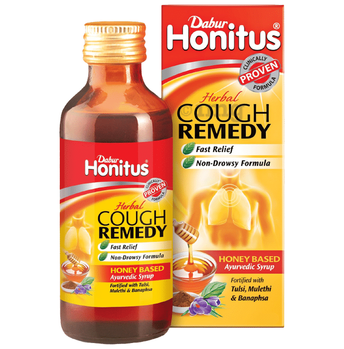 Dabur Honitus Honey-Based Cough Syrup | Fast Relief from Cough, Cold & Sore Throat | Non-Drowsy