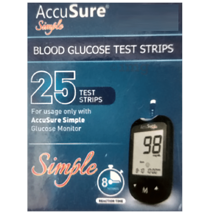 AccuSure Simple Blood Glucose Test Strip (Only Strip)