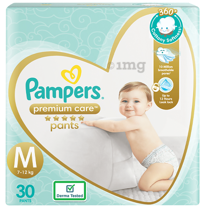 Pampers Premium Care Pants with Aloe Vera & Cotton-Like Softness | Size Medium
