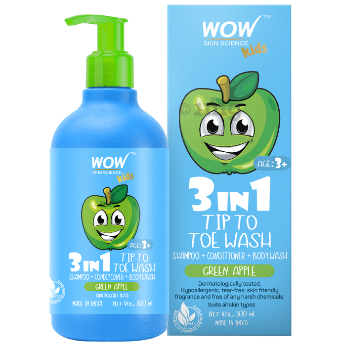 WOW Skin Science Kids 3 in 1 Tip to Toe Wash Green Apple