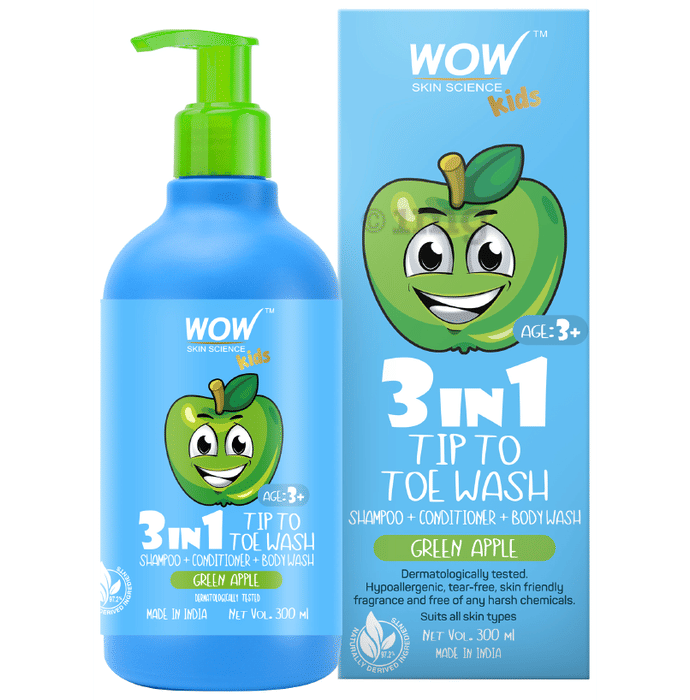 WOW Skin Science Kids 3 in 1 Tip to Toe Wash Green Apple