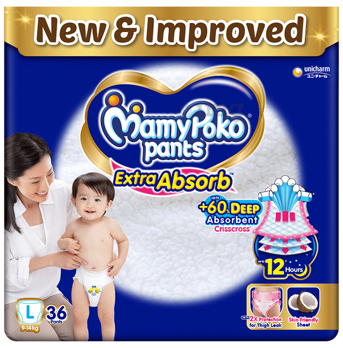 MamyPoko Pants Extra Absorb Upto 60% Absorbent Crisscross Large