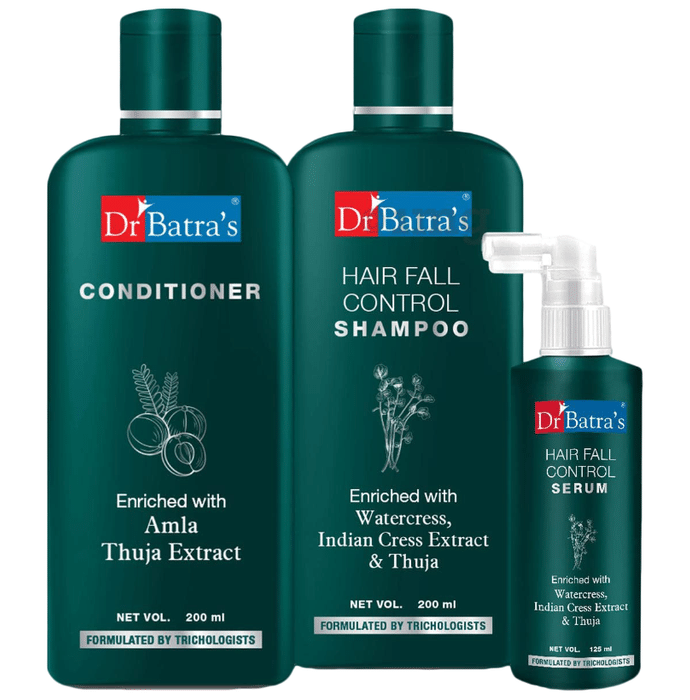 Dr Batra's Combo Pack of Hair Fall Control Shampoo 200ml, Hair Fall Control Serum 125ml and Conditioner 200ml