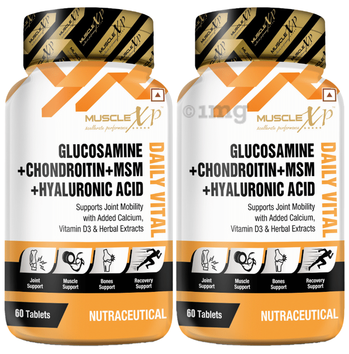 MuscleXP Glucosamine + Chondroitin + MSM + Hyaluronic Acid Daily Vital Tablet (60 Each)