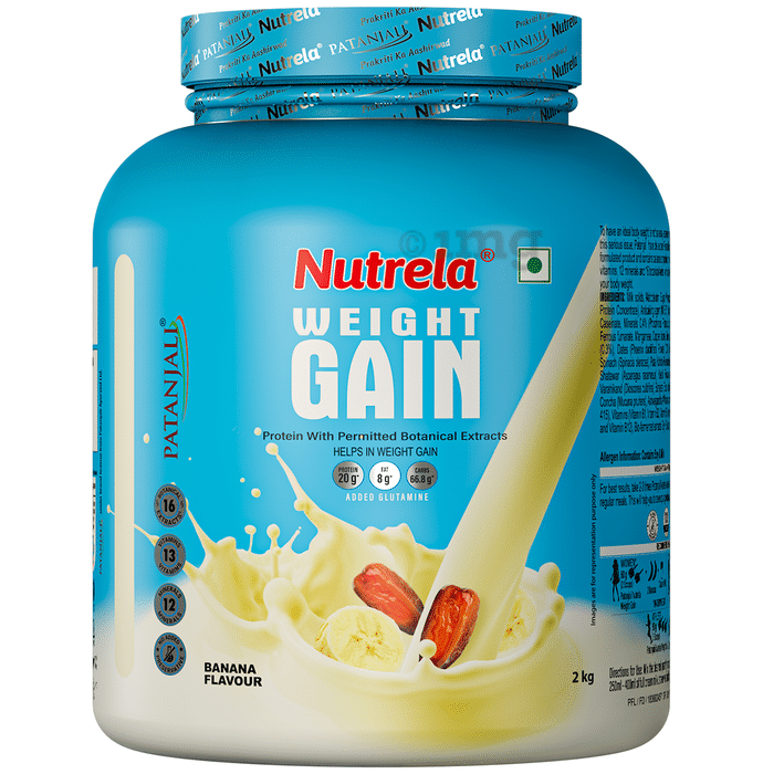 Patanjali Nutrela Weight Gain Supplement with Glutamine, Protein & Permitted Botanical Extracts Powder Banana