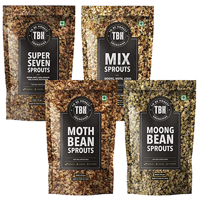 TBH Combo Pack of Super Seven Sprouts, Mix Sprouts, Moth Bean Sprouts, Moong Bean Sprout (290gm Each)