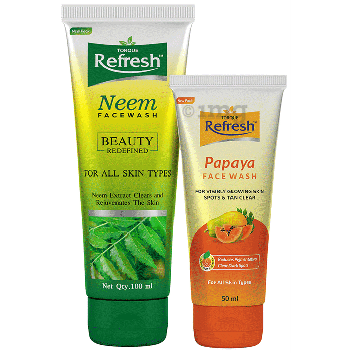Refresh Combo Pack of Neem (100ml) & Papaya Face Wash (50ml)