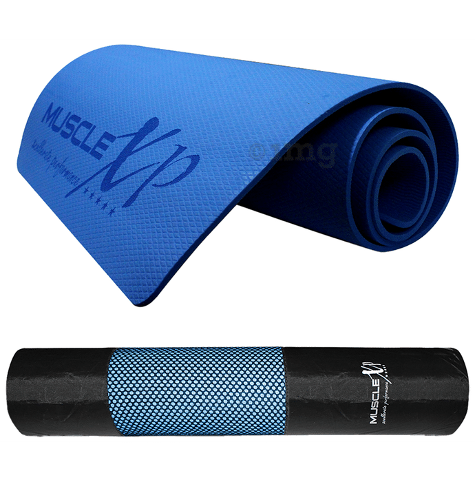 MuscleXP Yoga Mat with Cover Strap 6mm Blue