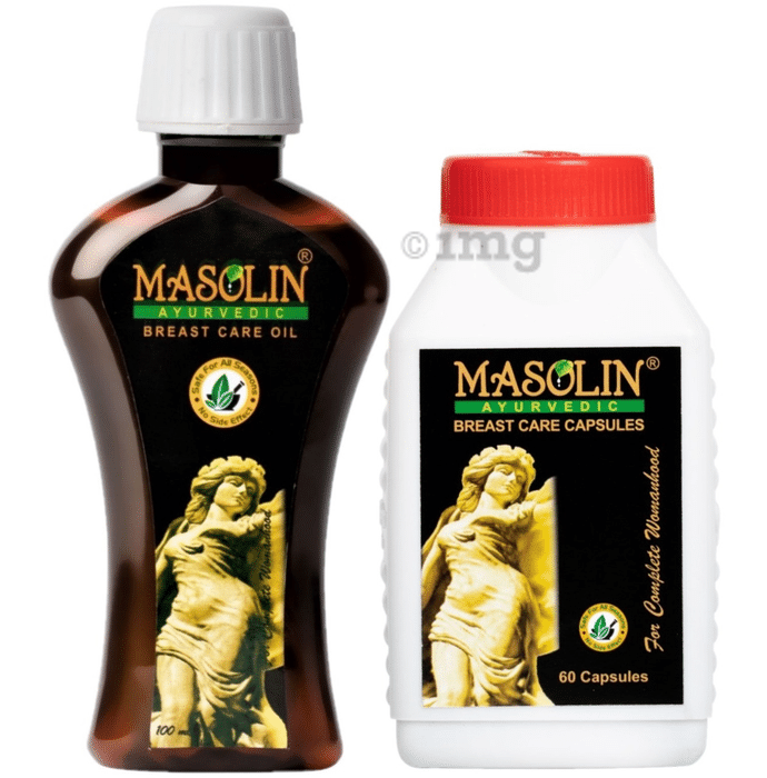 Masolin Herbal Masolin Ayurvedic Combo Pack of Breast Care Oil 100 ml & Breast Care Capsule 60