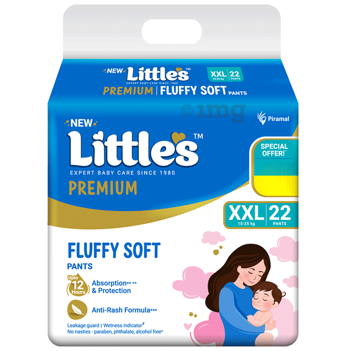 Little's Premium Baby Diaper Pants | Fluffy Soft Pants | Anti Rash - 12Hrs | No Nasties | XXL