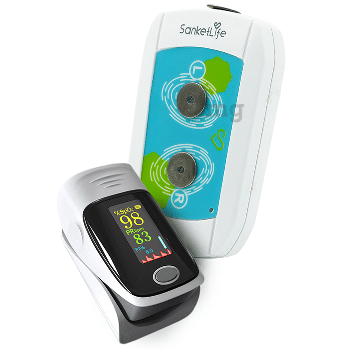 Agatsa Combo Pack of Sanket Life 2.0 Portable 12 Lead ECG & Fingertip Pulse Oximeter