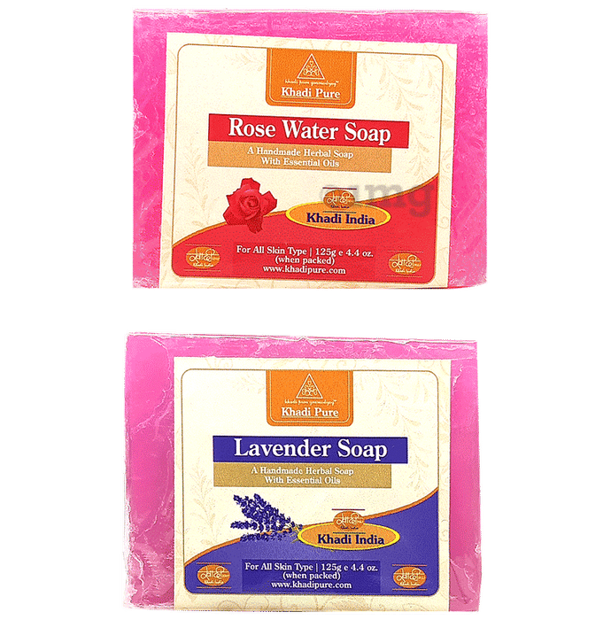 Khadi Pure Combo Pack of Rose Water & Lavender Soap (125gm Each) Buy