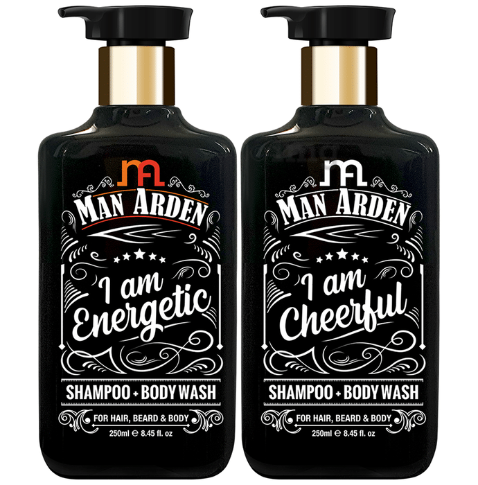 Man Arden Combo Pack of  I Am Energetic & I Am Cheerful Shampoo + Body Wash (250ml Each)