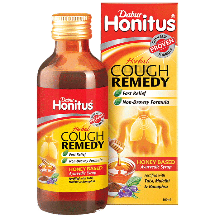 Dabur Honitus Honey-Based Ayurvedic Cough Syrup | Fast Relief from Cough, Cold & Sore Throat | Non-Drowsy