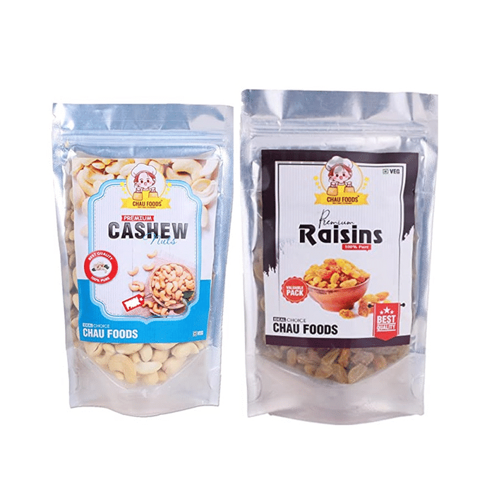 Chau Foods Combo Pack of Premium Cashew Nuts & Raisins (200gm Each)