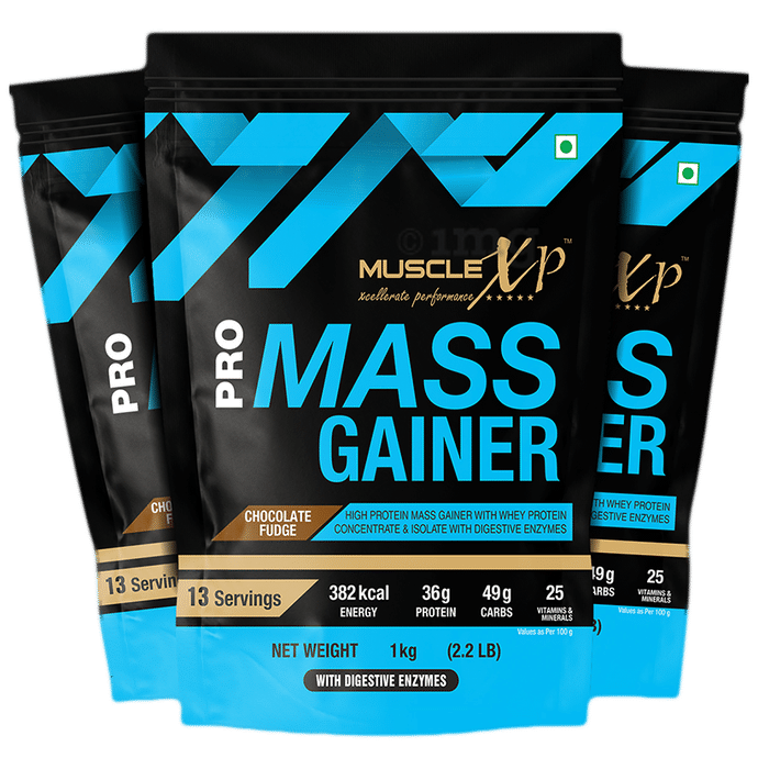 MuscleXP Pack Pro Mass Gainer (1kg Each) Chocolate Fudge