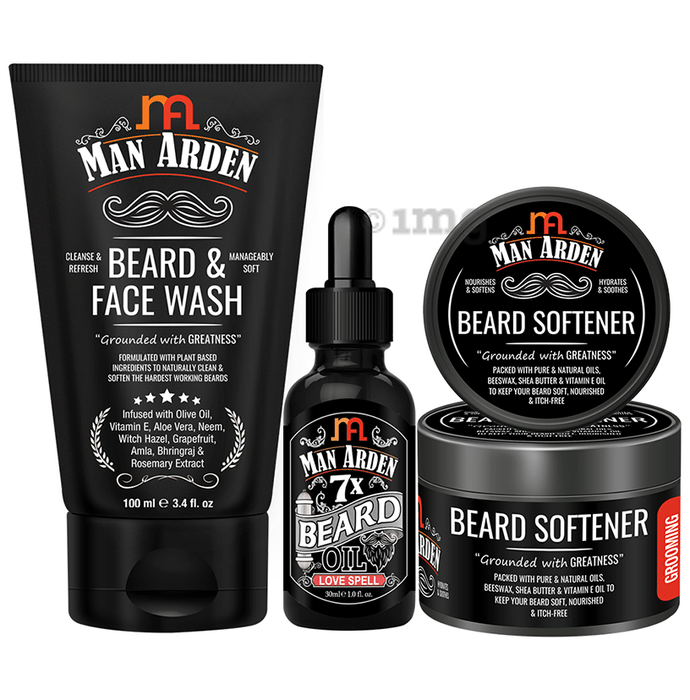 Man Arden Combo Pack of Beard & Face Wash 100ml, Beard Oil 30ml & Beard Softener 50mg