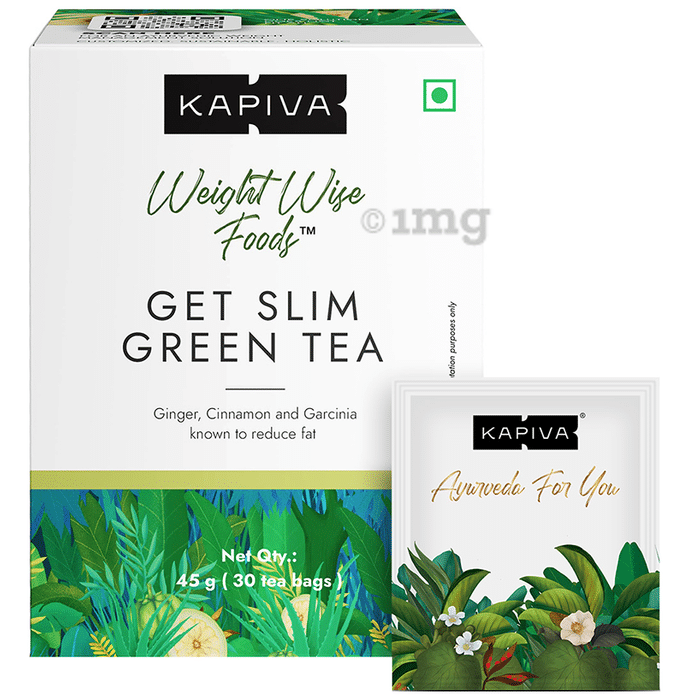 Kapiva Weights Wise Foods |With Ginger, Cinnamon and Garcinia for Weight Management | Get Slim Green Tea Sachets