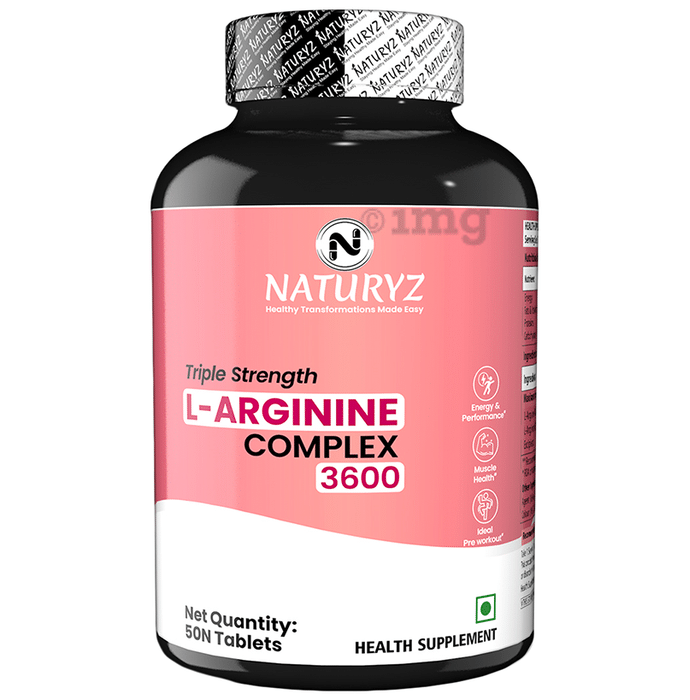 Naturyz Triple Strength L-Arginine 3600mg Tablet Pre-Workout Supplement For Pump & Performance