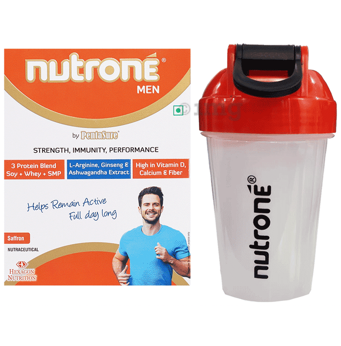 Nutrone Men 3 Protein Blend (Soy+Whey+SMP) Powder Saffron with Shaker Free