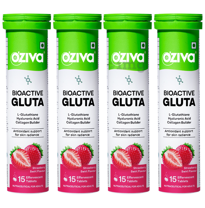 Oziva Bioactive Gluta Effervescent Tablets (15 Each) Strawberry Swirl